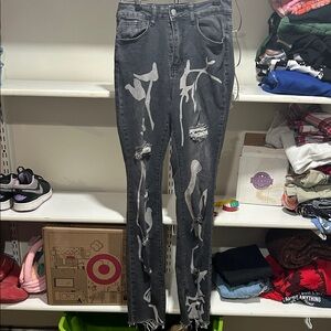 SHEIN Distressed Gray Women's Skinny Jeans